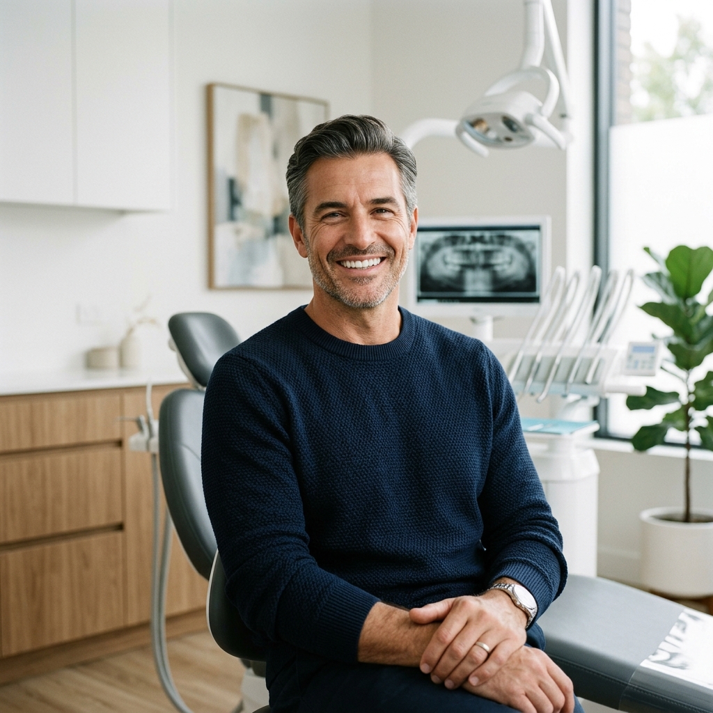 Man smiling confidently